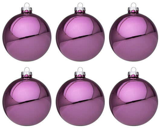 Palline di Natale in Vetro Rosa Scuro Lucido Addobbi Decorazioni Albero Diametro: 60 mm