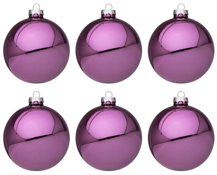 Palline di Natale in Vetro Rosa Scuro Lucido Addobbi Decorazioni Albero Diametro: 60 mm