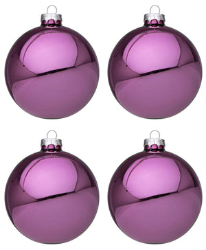 Palline di Natale in Vetro Rosa Scuro Lucido Addobbi Decorazioni Albero Diametro: 100 mm