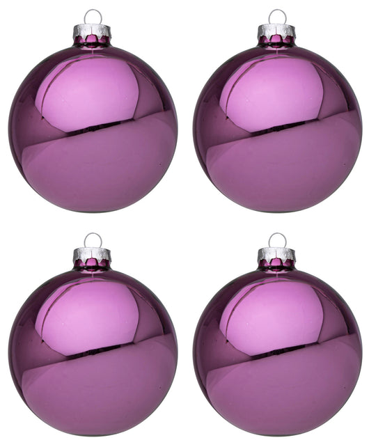 Palline di Natale in Vetro Rosa Scuro Lucido Addobbi Decorazioni Albero Diametro: 100 mm