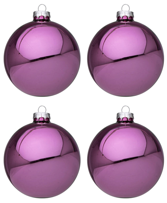 Palline di Natale in Vetro Rosa Scuro Lucido Addobbi Decorazioni Albero Diametro: 100 mm