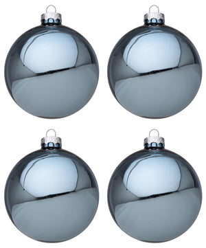 Palline di Natale in Vetro Azzurro Lucido Addobbi Albero Decorazioni Natalizie Diametro: 100 mm