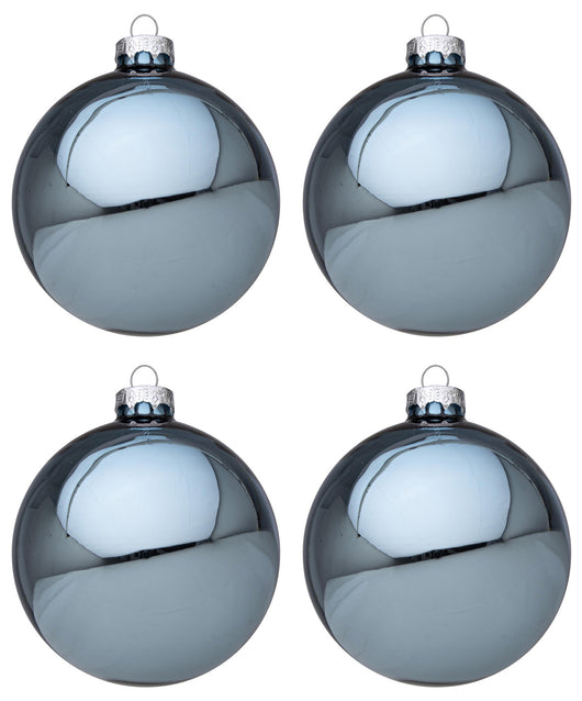 Palline di Natale in Vetro Azzurro Lucido Addobbi Albero Decorazioni Natalizie Diametro: 100 mm