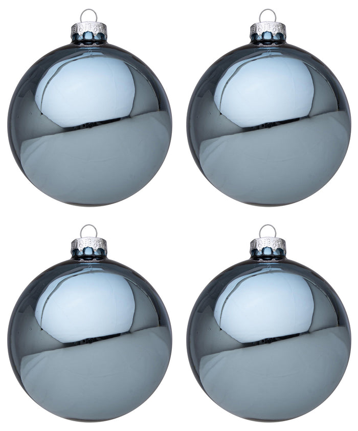 Palline di Natale in Vetro Azzurro Lucido Addobbi Albero Decorazioni Natalizie Diametro: 100 mm