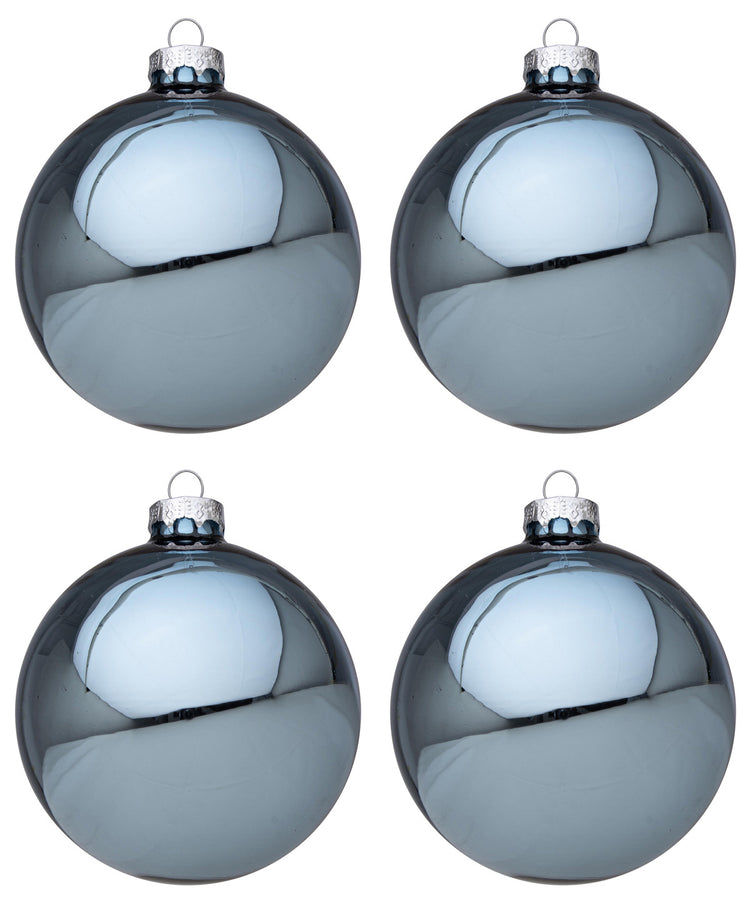 Palline di Natale in Vetro Azzurro Lucido Addobbi Albero Decorazioni Natalizie Diametro: 100 mm