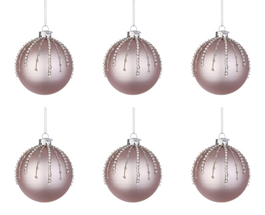 Palline di Natale in Vetro Rosa Addobbi Albero Decorazioni Natalizie Eleganti Diametro: 80 mm