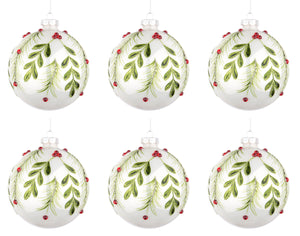 Palline di Natale in Vetro Bianche Verdi Eleganti Addobbi Albero Decorazioni Diametro: 80 mm