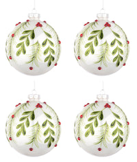 Palline di Natale in Vetro Bianche Verdi Eleganti Addobbi Albero Decorazioni Diametro: 100 mm