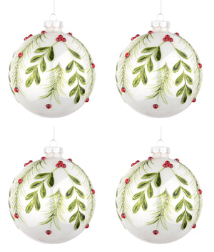 Palline di Natale in Vetro Bianche Verdi Eleganti Addobbi Albero Decorazioni Diametro: 100 mm