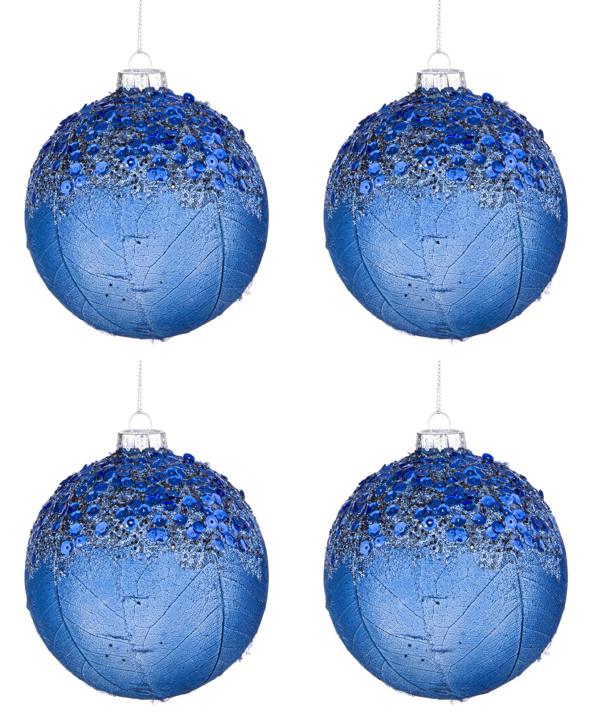 Palline di Natale in Vetro Blu Moderne Paillettes Decorazioni Addobbi Albero Diametro: 100 mm