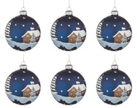 Palle di Natale in Vetro Blu Decorazione Casa con Neve Palline Addobbi Albero Diametro: 80 mm