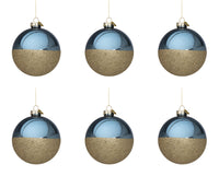 Palline di Natale in Vetro Divisa Blu e Oro Decorazioni Addobbi Albero Halfway Diametro: 80 mm