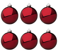 Palline di Natale in Vetro Rosso Scuro Lucido Decorazioni Addobbi Albero Diametro: 80 mm