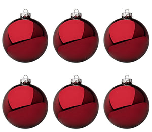 Palline di Natale in Vetro Rosso Scuro Lucido Decorazioni Addobbi Albero Diametro: 80 mm