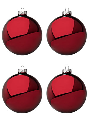 Palline di Natale in Vetro Rosso Scuro Lucido Decorazioni Addobbi Albero Diametro: 100 mm