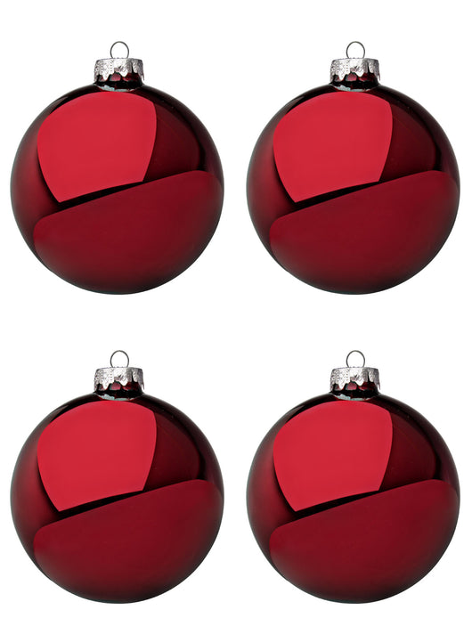 Palline di Natale in Vetro Rosso Scuro Lucido Decorazioni Addobbi Albero Diametro: 100 mm