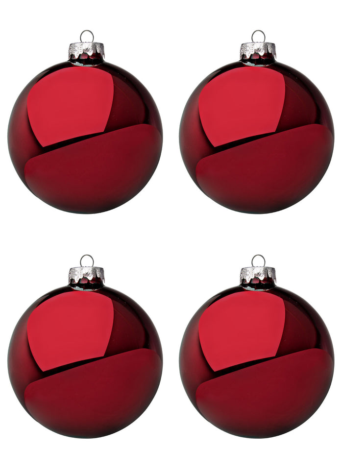 Palline di Natale in Vetro Rosso Scuro Lucido Decorazioni Addobbi Albero Diametro: 100 mm