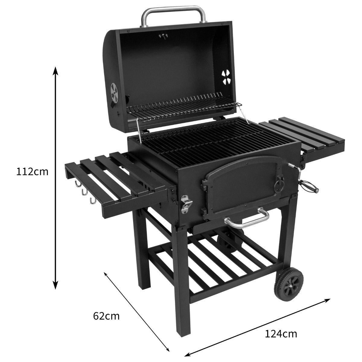 BBQ Barbecue Affumicatore Grill Griglia XL a Carbone Carbonella con Ripiano