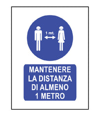 Cartello Informativo In Pvc 20X30 Cm-Mantenere La Distanza Di Almeno 1Mt