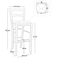 Sgabello Alto in Legno arancione h 73 cm Stile Rustico per Casa e Bar