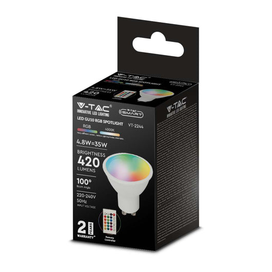 Spotlight di plastica GU10 Smart da 5,5 W con controllo RF (24 pulsanti) RGB+3000K Dimmabile