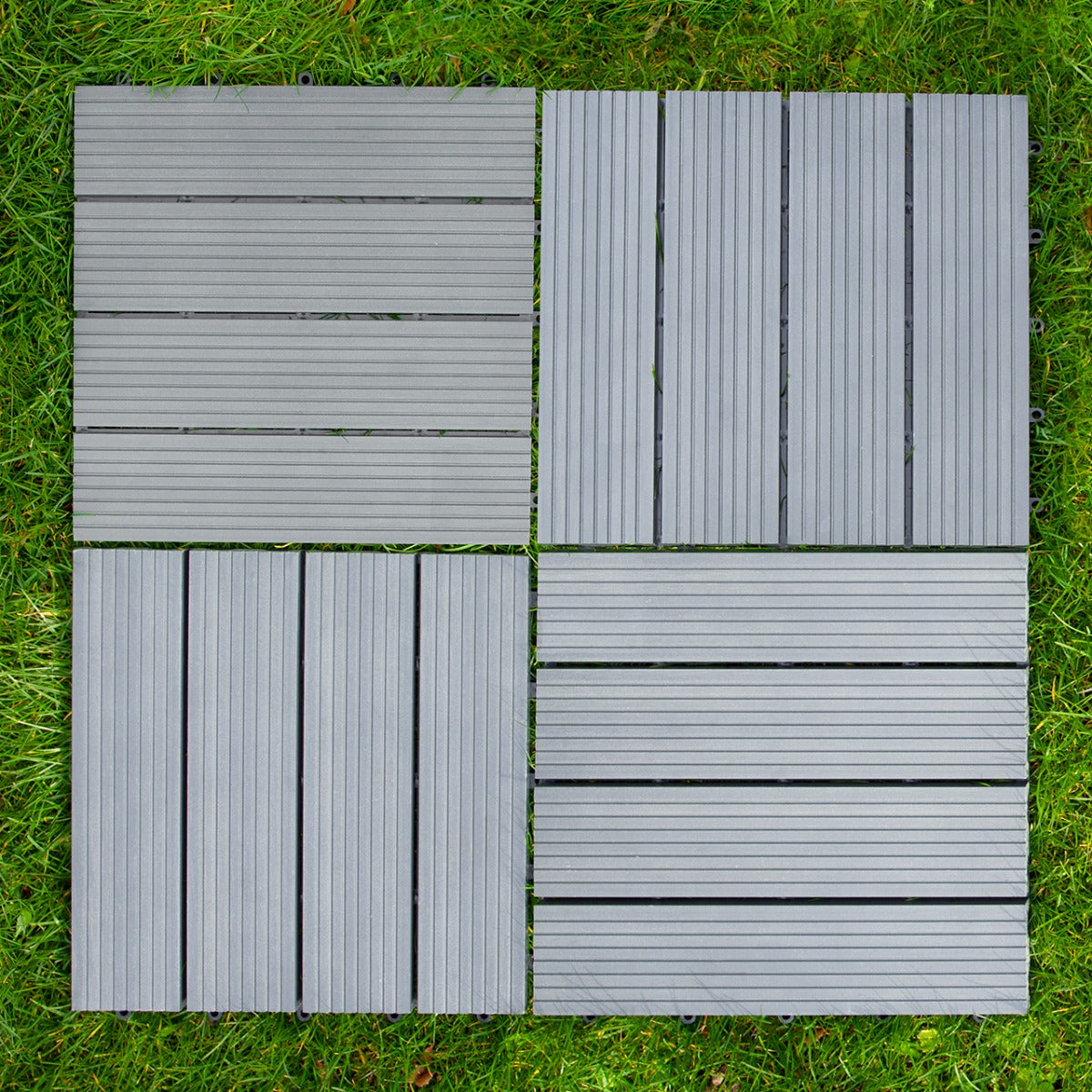 33 x Piastrelle da Giardino in WPC Legno Composito 30x30 cm 3 mq Spesse 2.5 cm