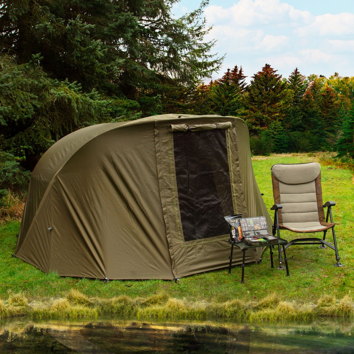 Tenda Bivvy Pesca Carpa 2 Persone 3x3m Impermeabile 10.000mm e Involucro Esterno