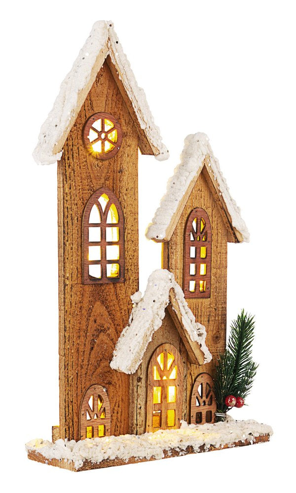 Casa in Legno Illuminata Led Decorazione Natalizia Presepe Natale Addobbi Domus