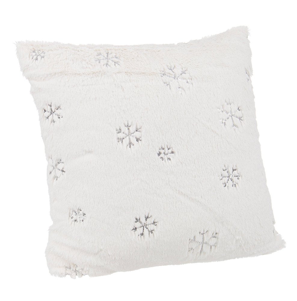 Cuscino Natalizio Decorativo Quadrato Fiocchi di Neve Bianco Oro Addobbi Natale Colore: Oro