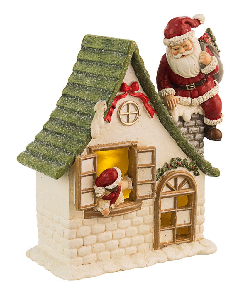 Casetta di Natale Luminosa Led Babbo Natale Comignolo Decorazione Natalizia