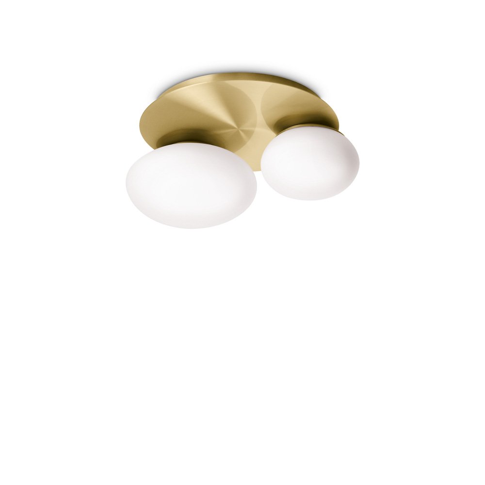 Plafoniera Contemporanea Ninfea Metallo Ottone 2 Luci Gx53 9W 3000K Luce Calda