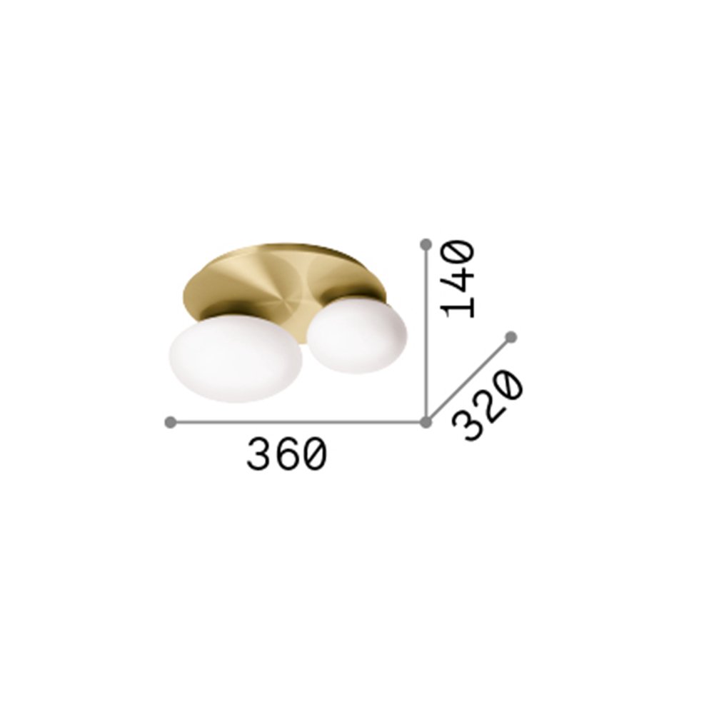 Plafoniera Contemporanea Ninfea Metallo Ottone 2 Luci Gx53 9W 3000K Luce Calda