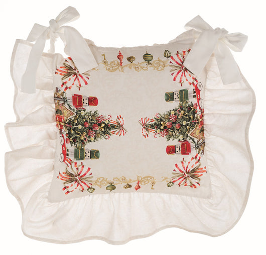 Copricuscino 40 x 40 Natalizio Shabby Chic con Balza Sedie Natale Blanc Mariclò