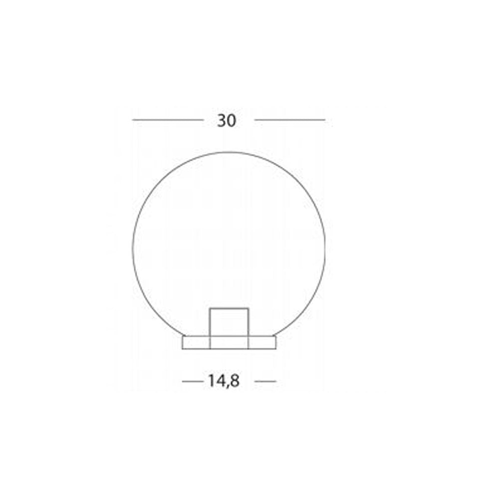 Testa-Palo 1 Luce Globo In Termoplastco Sfera Ø 30 Cm Nero - Trasparente