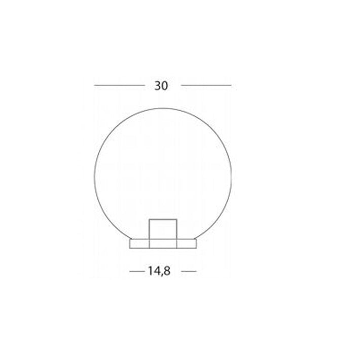 Testa-Palo 1 Luce Globo In Termoplastco Sfera Ø 30 Cm Nero - Trasparente