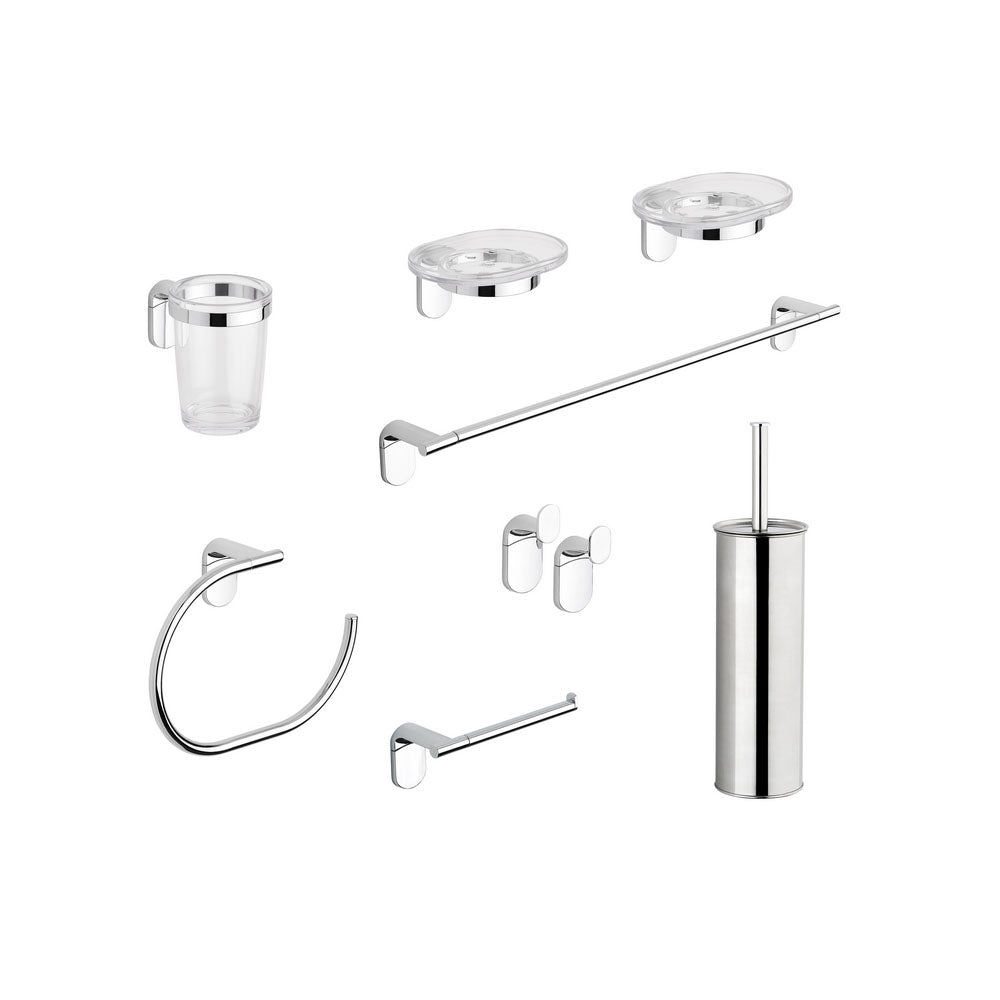 Set accessori bagno Metaform Zero con 8 pezzi in leghe metalliche e ABS