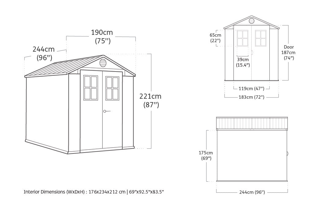 Casetta da Giardino Porta Attrezzi 190x244x221 cmin Evotech+ Keter Darwin 6x8 Verde