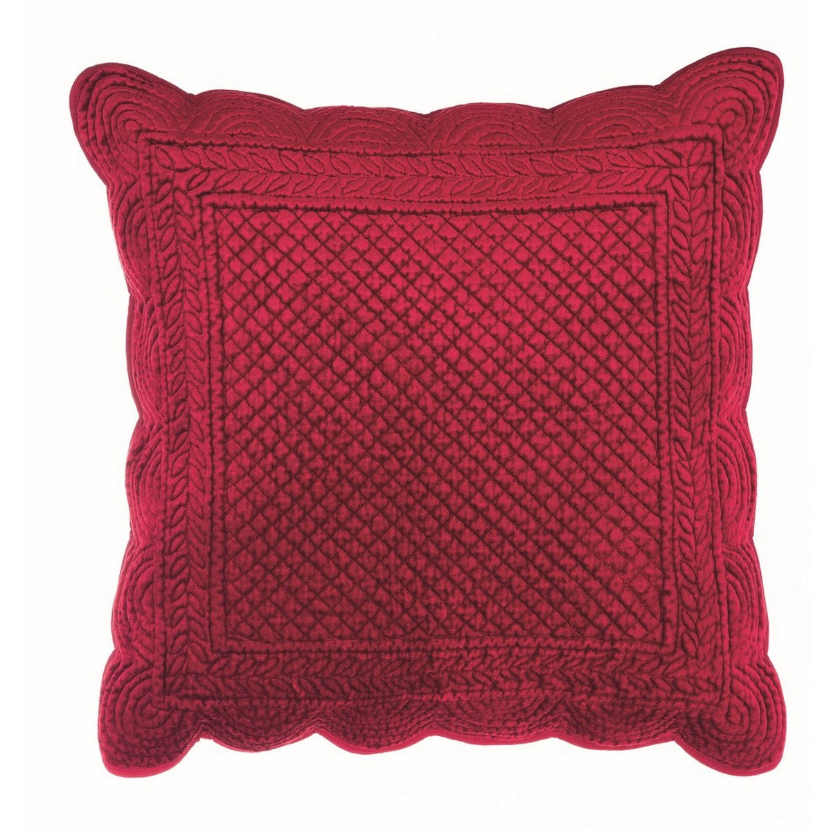 Cuscino 45 x 45 Velluto Trapuntato Boutis Rosso Shabby Chic Blanc Mariclò