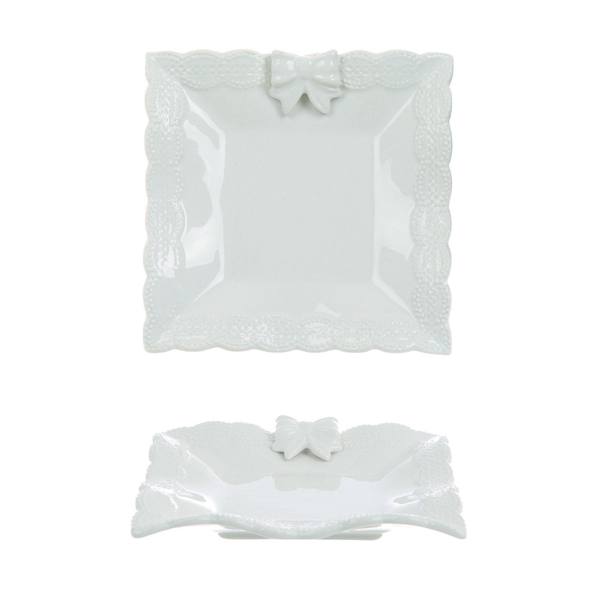 Piattino da Dessert Dolce Ceramica Bianca Elegante Shabby Chic Blanc Mariclò