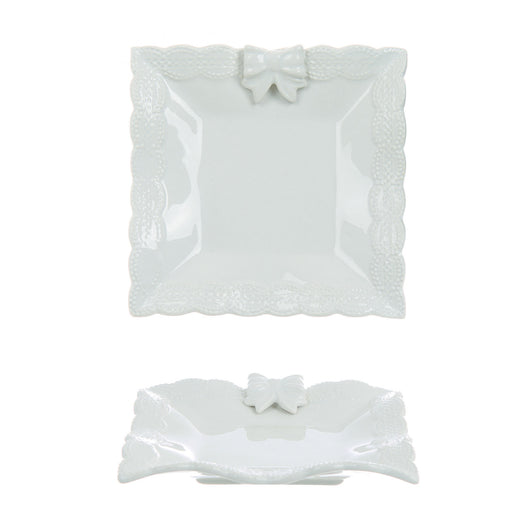 Piattino da Dessert Dolce Ceramica Bianca Elegante Shabby Chic Blanc Mariclò