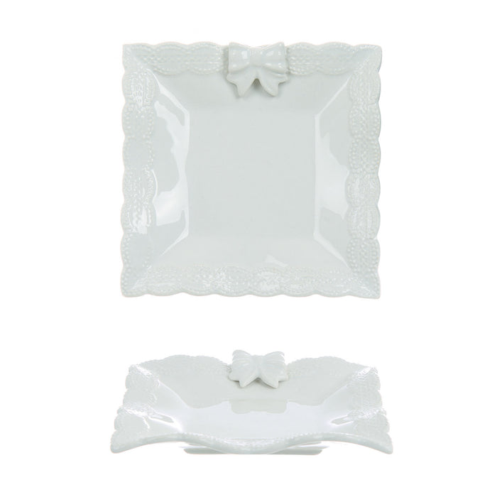 Piattino da Dessert Dolce Ceramica Bianca Elegante Shabby Chic Blanc Mariclò