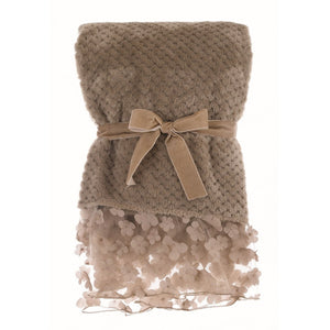 Plaid con Gala Tulle Pizzo Floreale Shabby Chic 260 Gsm Beige Rosa Blanc Mariclò Colore: Beige