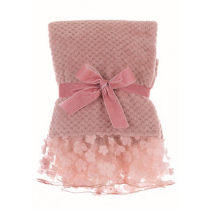 Plaid con Gala Tulle Pizzo Floreale Shabby Chic 260 Gsm Beige Rosa Blanc Mariclò Colore: Rosa