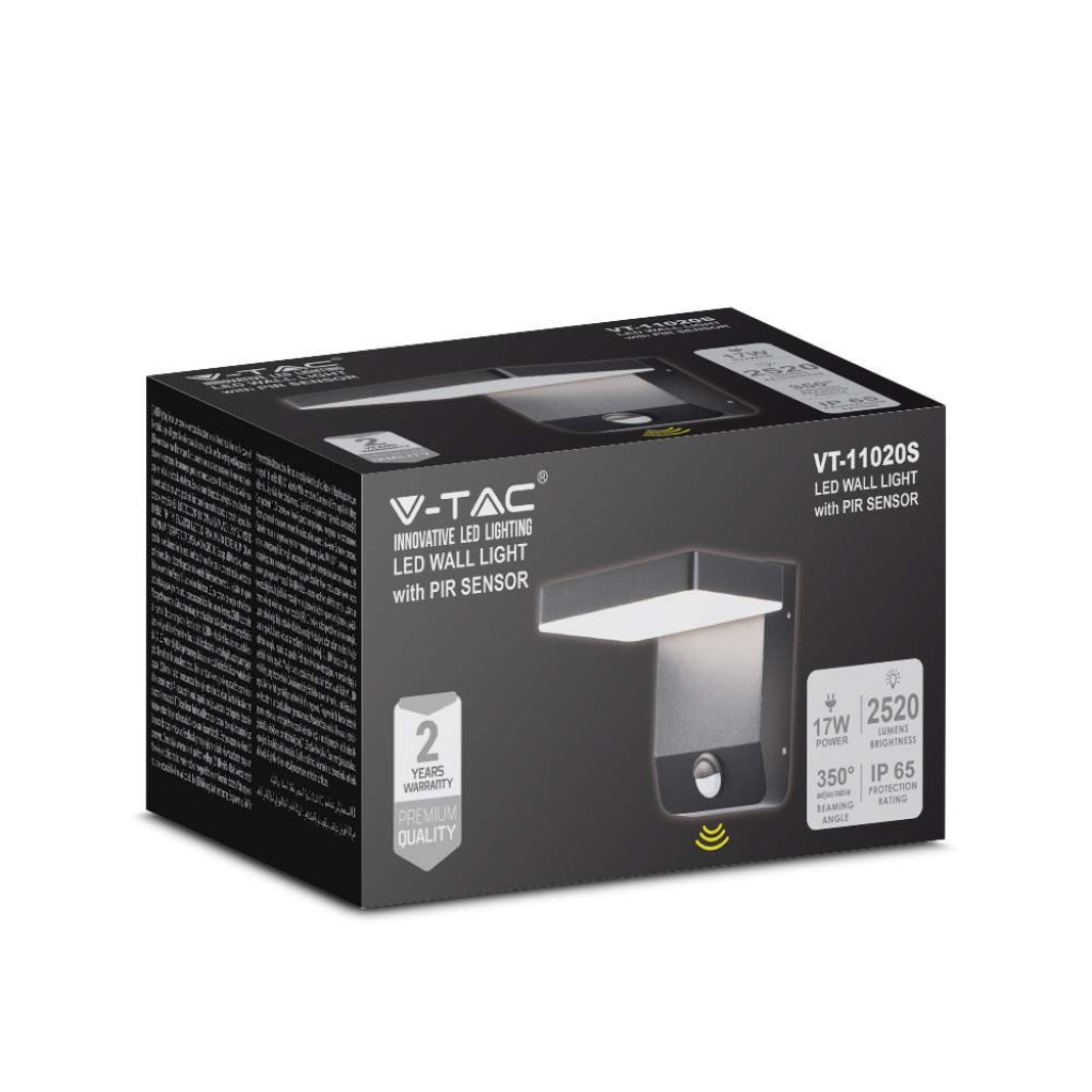 Luce a parete a LED da 20 W con sensore 4000k Black Body Square, IP65