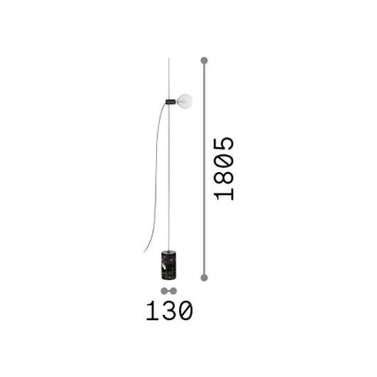 Piantana Industrial-Minimal Eva Metallo Nero 1 Luce E27