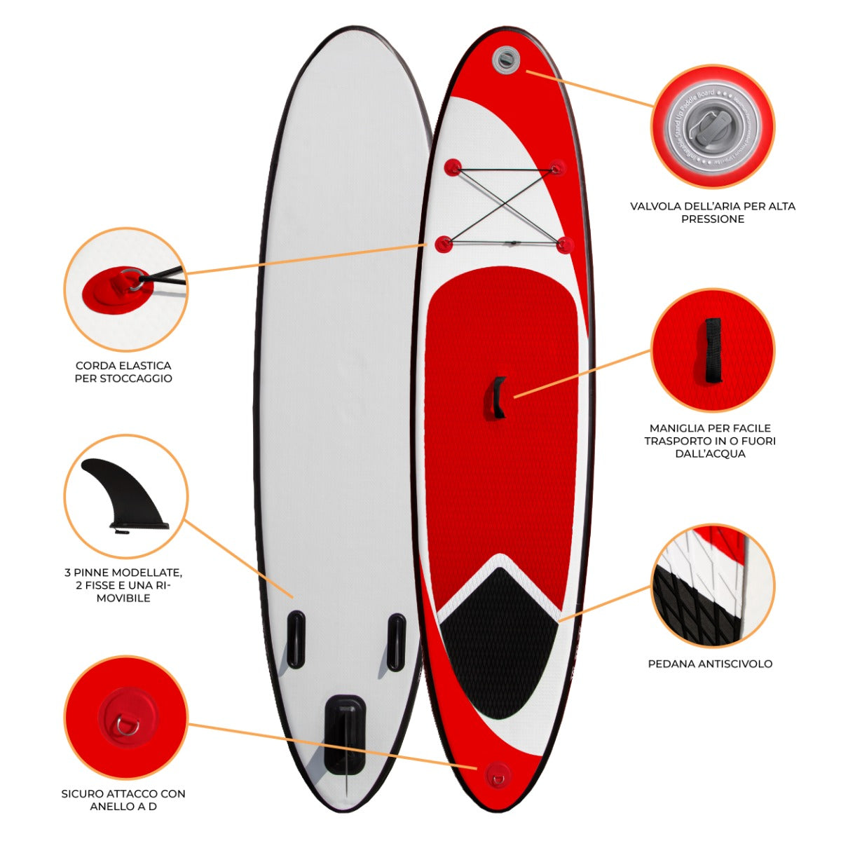 Stand Up Paddle Board Tavola da SUP Gonfiabile Tavola da Surf e Accessori – Rosso