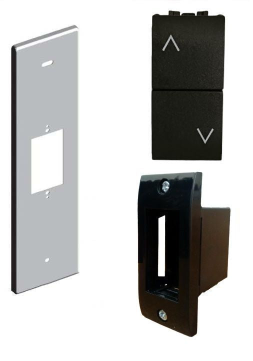 Pulsante per motore SU-GIU momentaneo ElettroCanali - Nero - Kit porta pulsante (compatibile con LivingLight BTicino)