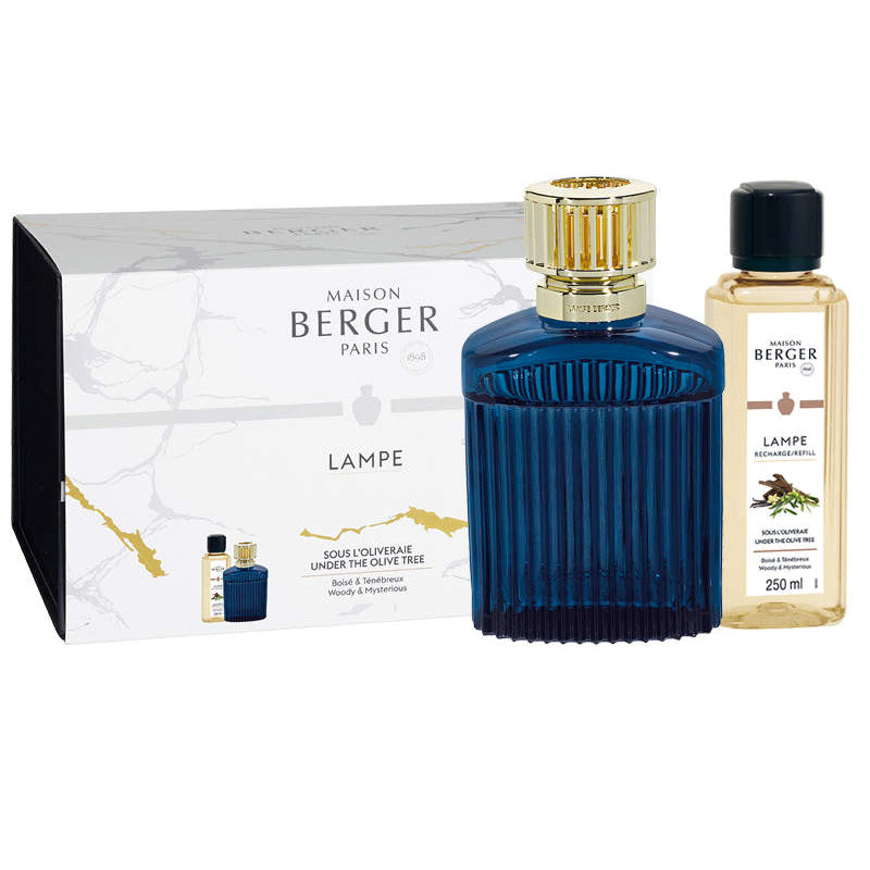 Lampada Berger Alpha Blu Imperiale con Ricarica Sous l'Oliveraie Profumatore