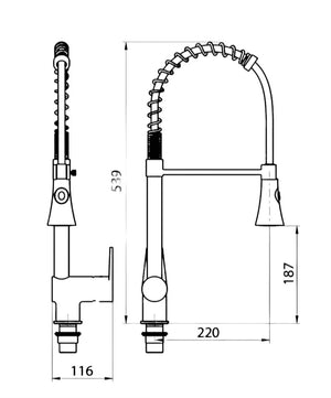 Miscelatore per cucina industriale bar/ristorante con doccia