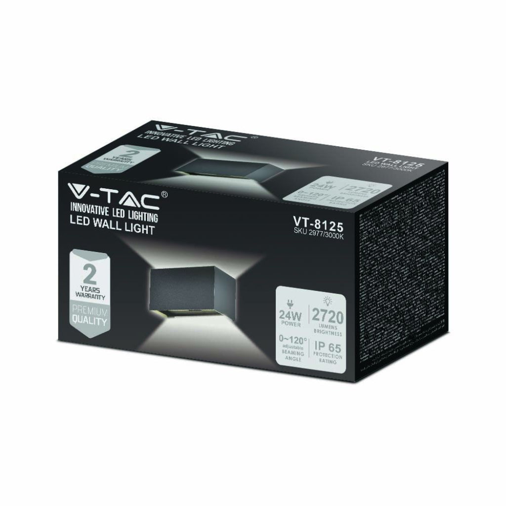 Luce led da parete 24W Wall Light Black Body Body 3000K da esterno IP65